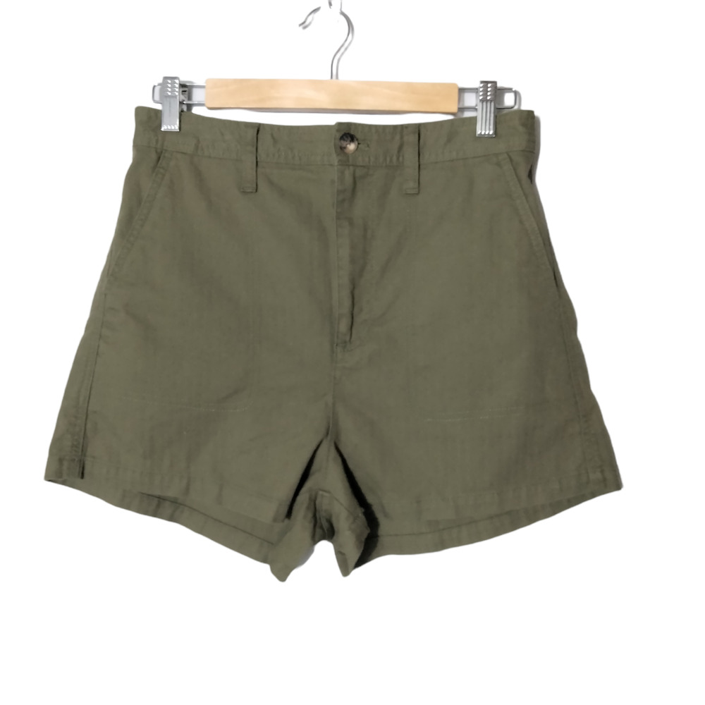 Madewell Sz M Olive Army Green High Waist Camp Shorts Pockets